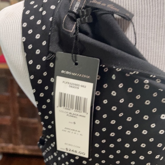 NWT BCBG Black Mini Floral Ruffle Dress Sz Small - Picture 11 of 11